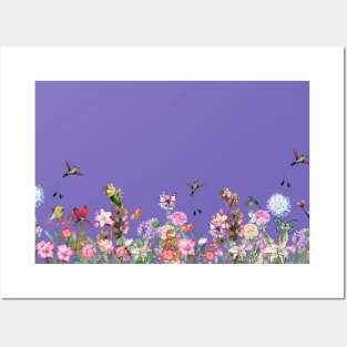 Summertime Meadow With Purple Background Posters and Art